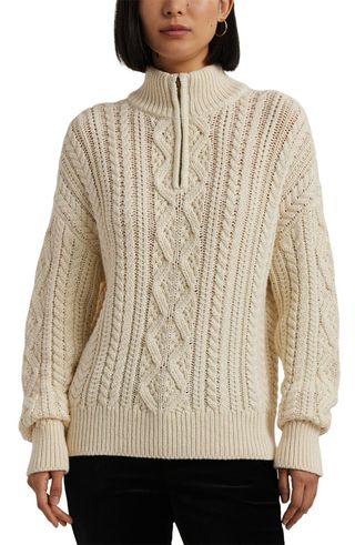 Fisherman Cotton Quarter Zip Sweater