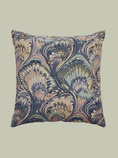  Marble Ribbed Cushion in Blue