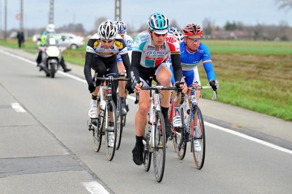 Jurgen Roelandts (Omega Pharma-Lotto) and French champion Thomas Voeckler (Europcar) drive a breakaway.