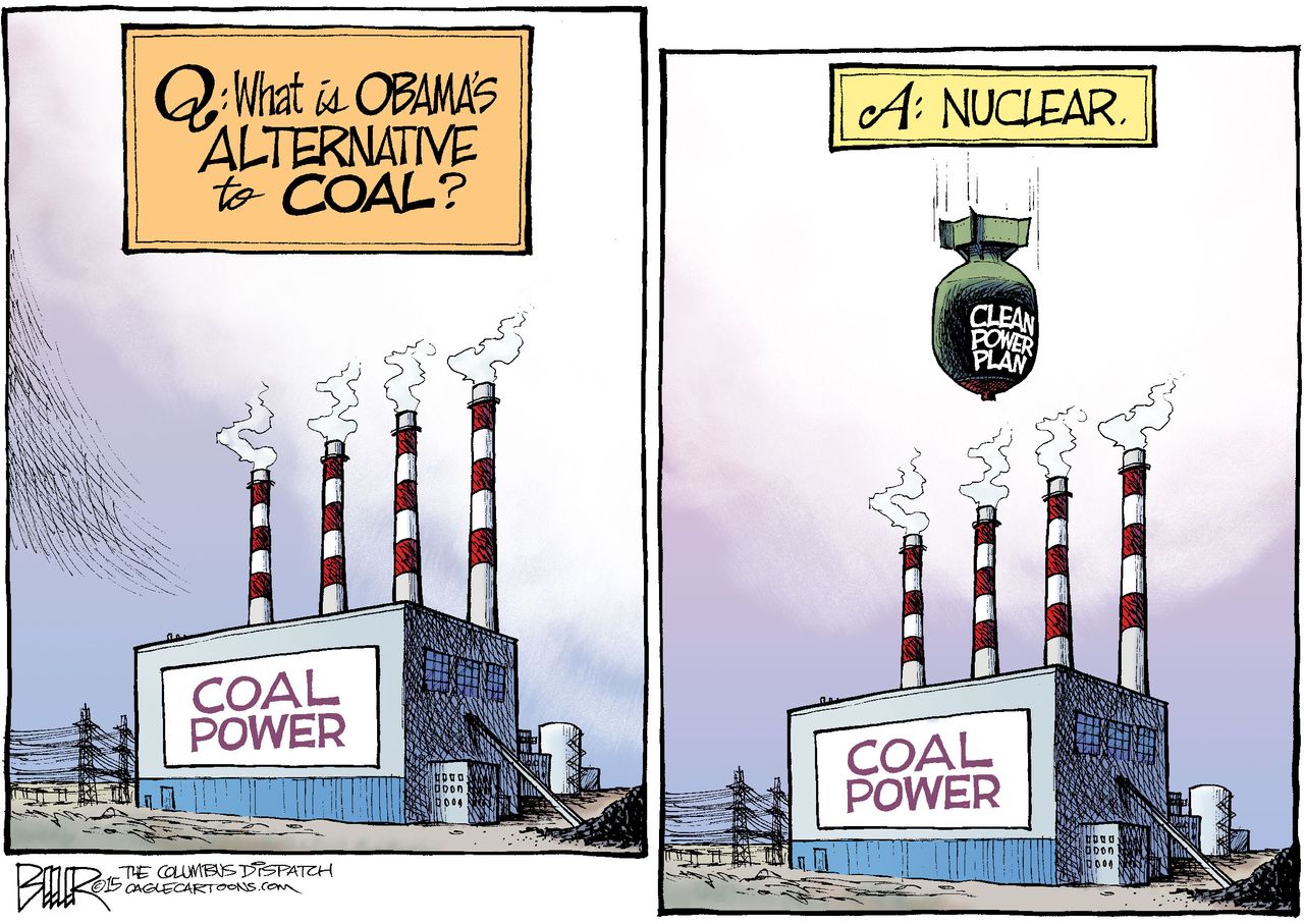 Obama cartoon U.S. Climate Change Plan