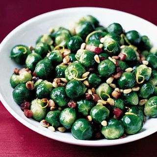 Sprouts with Pancetta, Lemon and Pine Nuts