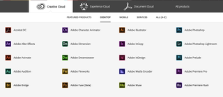 The suite of programs that make up the Adobe Creative Cloud suite