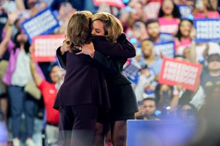 Beyonce hugs Kamala Harris onstage at her Houston Texas rally