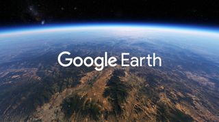 The Google Earth logo shown over a satellite image of the Earth.
