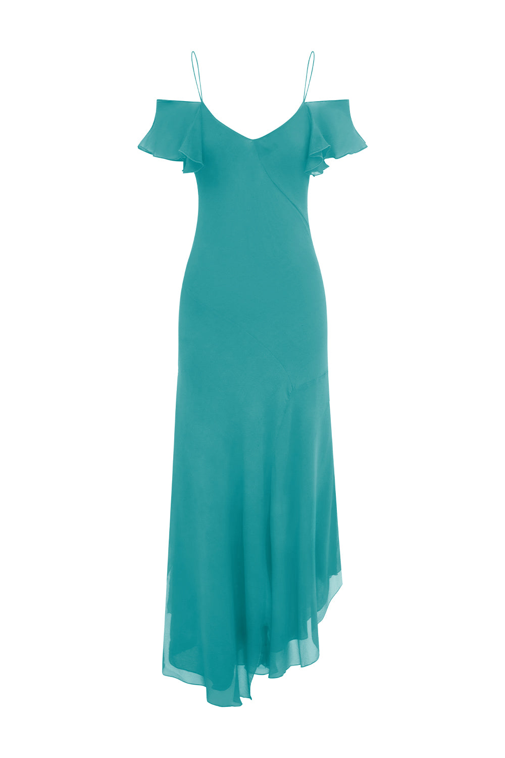 Flutter-Sleeve Dress Turchese - 4