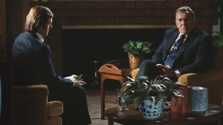 Michael Sheen and Frank Langella in mid-interview in Frost/Nixon.