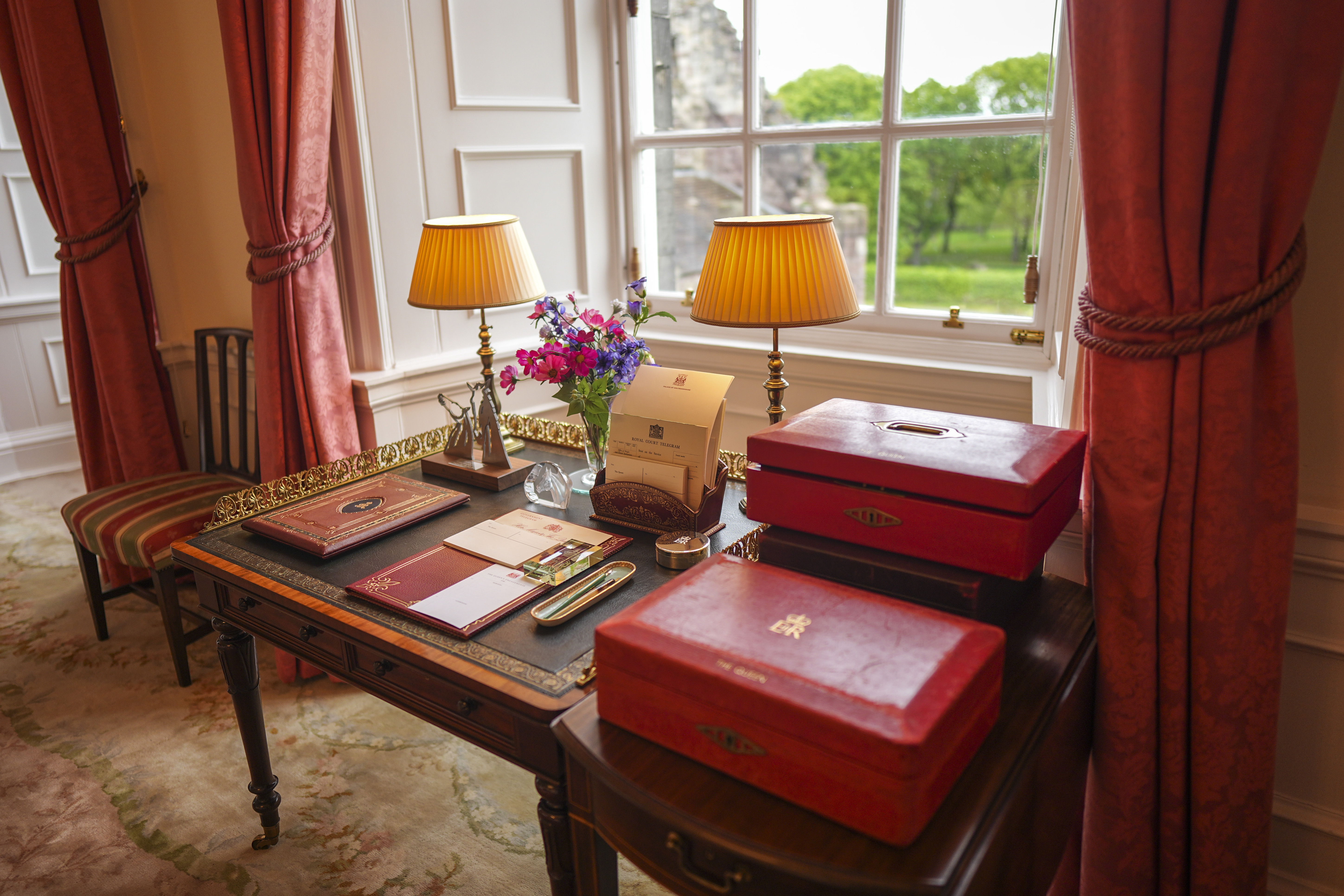 Queen Elizabeth's desk at the Palace of Holyroodhouse