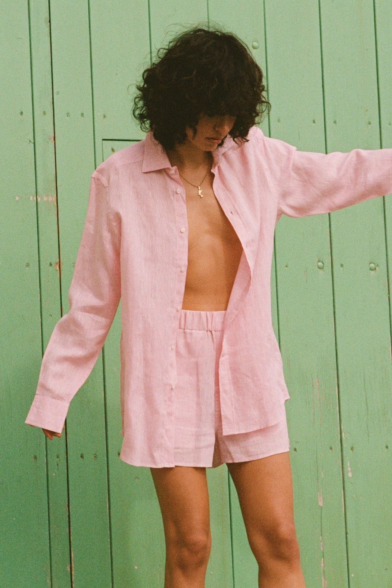The Boyfriend: Linen, Grapefruit Pink