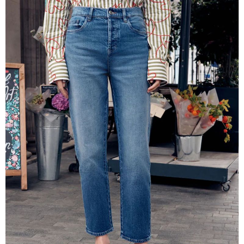 Next , Mid Blue Stovepipe Straight Leg Jeans