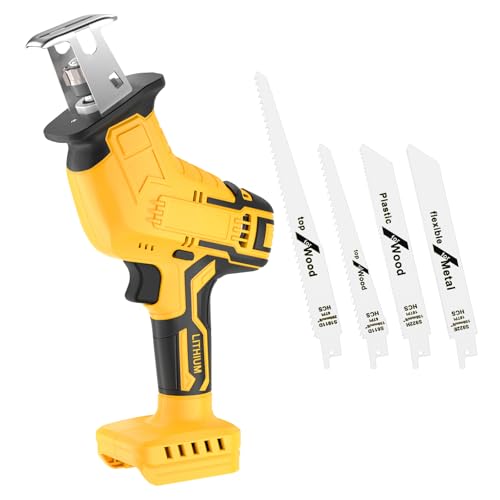 Cordless Reciprocating Saw for Dewalt 20v (no Battery), Brushless Reciprocating Saw 3500spm Stroke Speed With 4 Blades for Metal/wood/pvc Cutting Tool