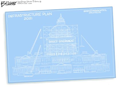 Political Cartoon U.S. biden infrastructure
