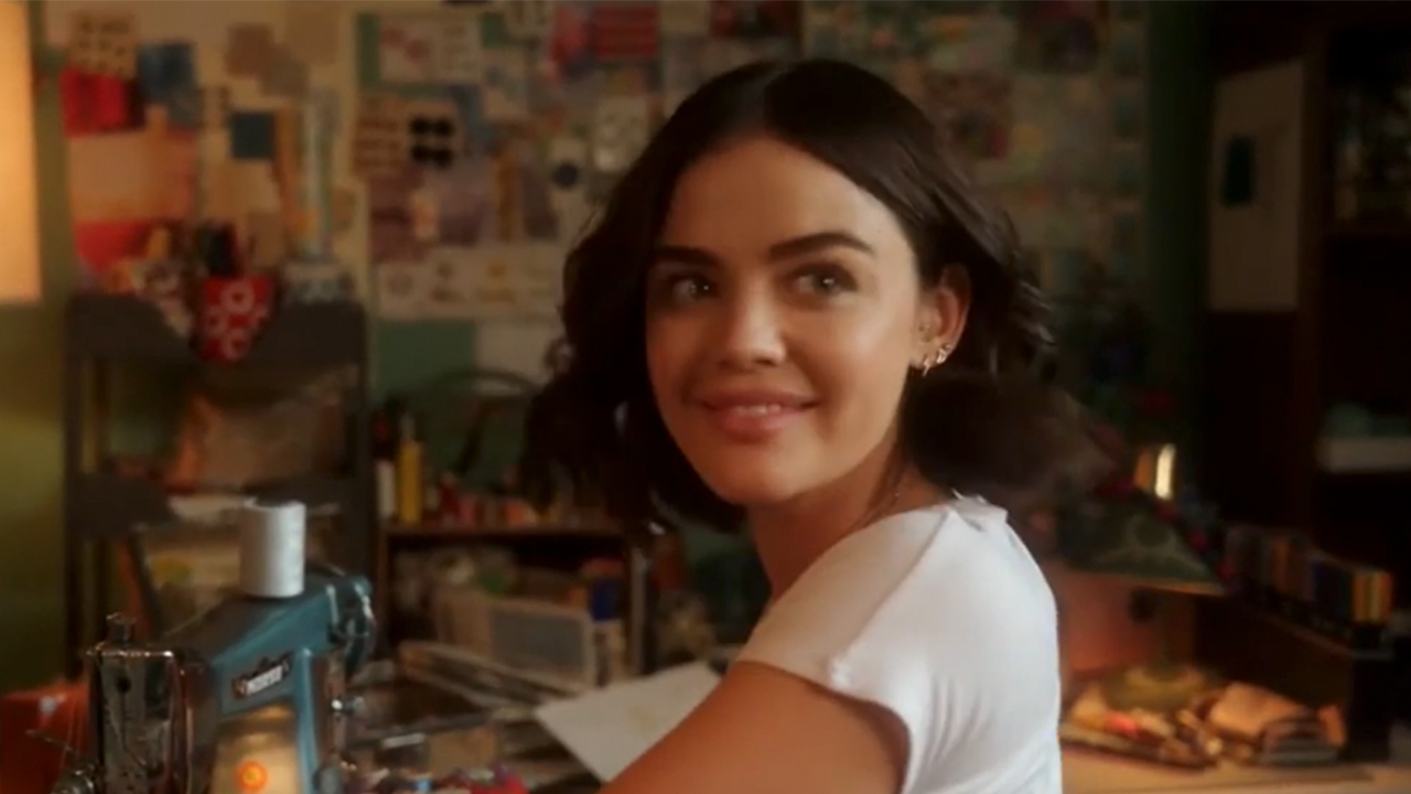 Lucy Hale smiling in Katy Keene
