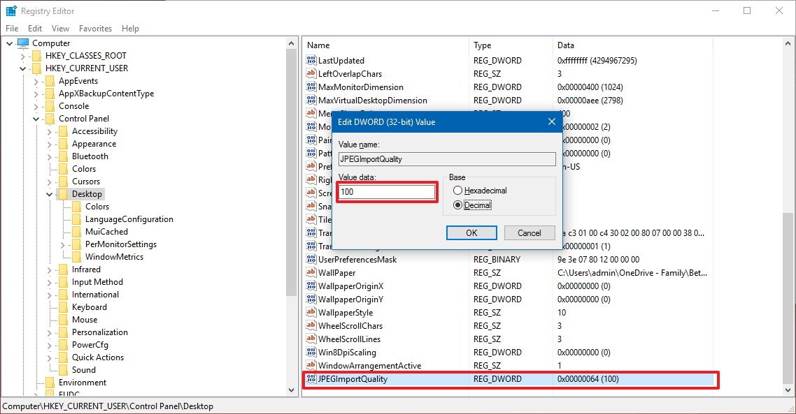 How to disable image compression for desktop wallpapers on Windows 10 ...