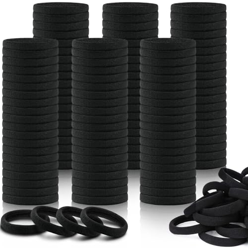 Ikoco 150pcs Hair Ties for Women, No Damage, Cotton Ponytail Holders, Black