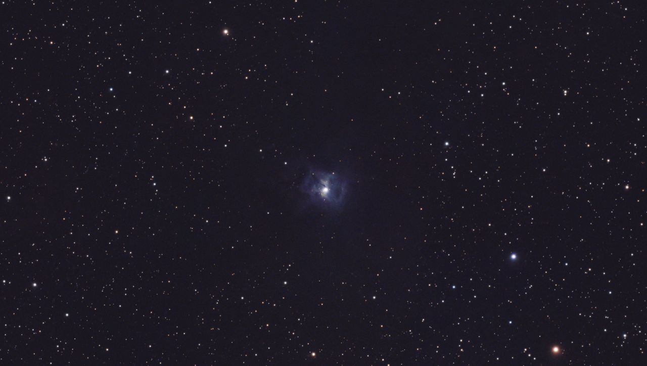 A photograph of the Iris Nebula, taken with the Dwarf III smart telescope, processed in Pixinsight