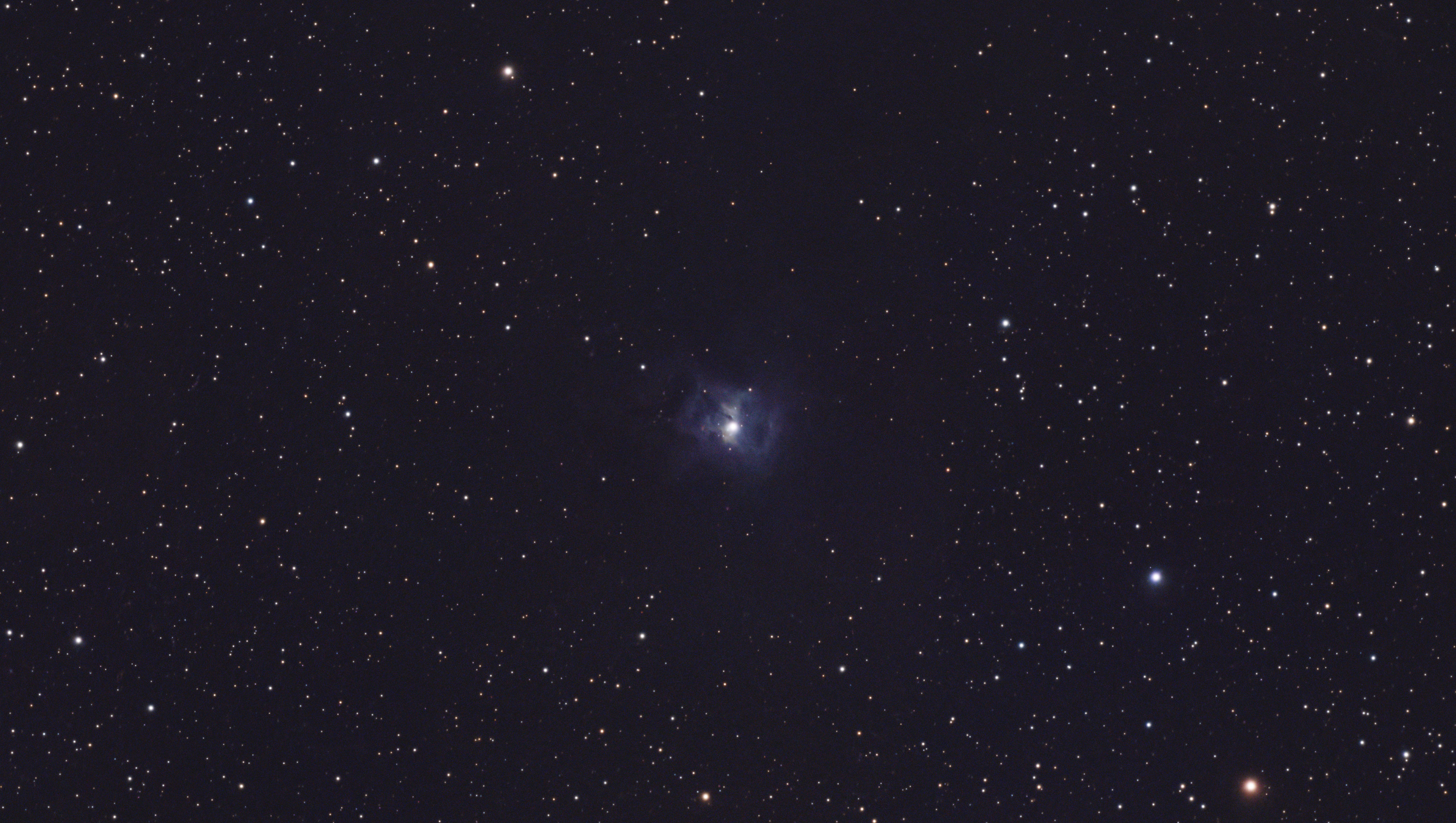 A photograph of the Iris Nebula, taken with the Dwarf III smart telescope, processed in Pixinsight