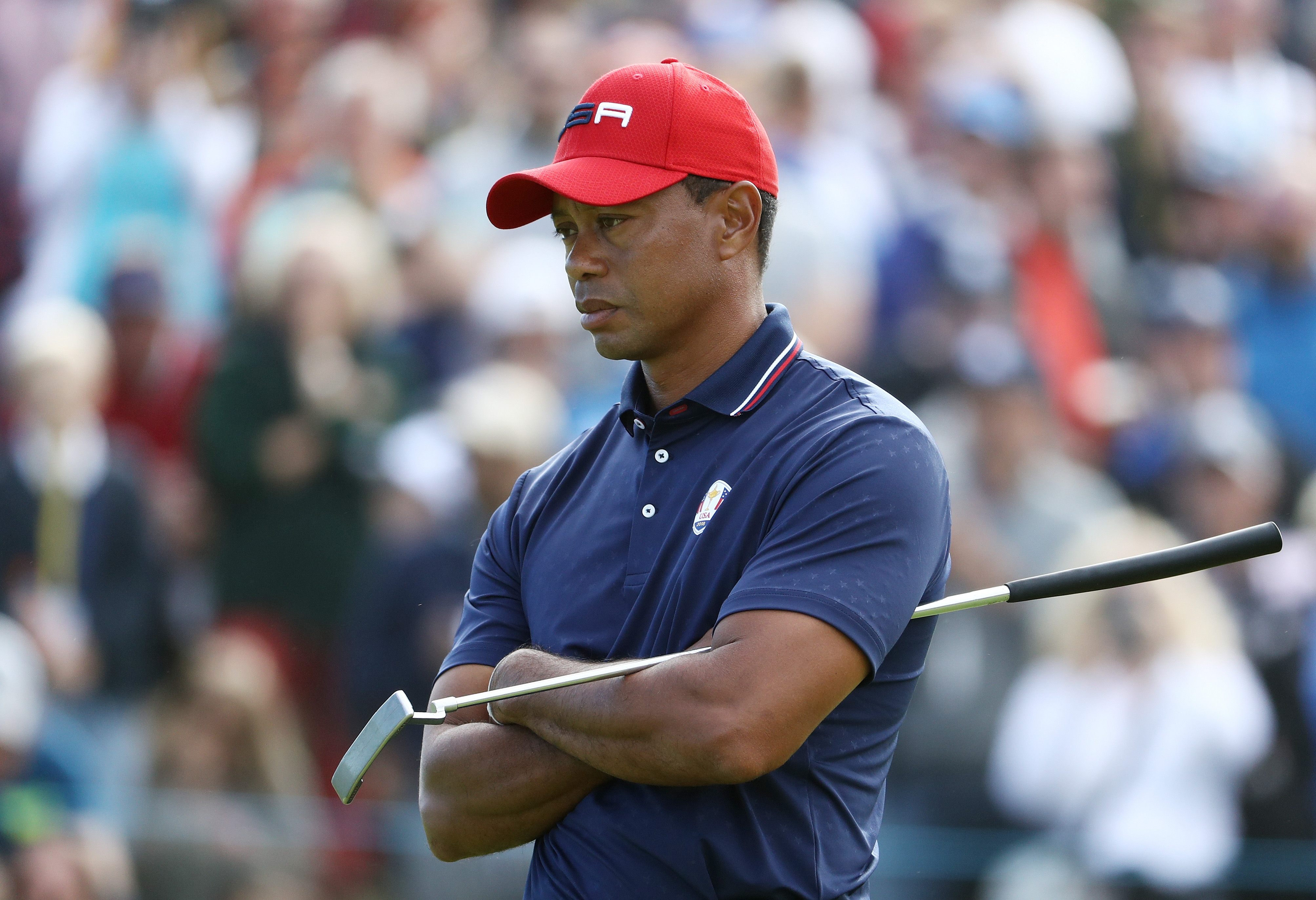 Tiger Woods at Le Golf national in Paris during the 2018 Ryder Cup
