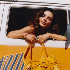 Photo of Emily Ratajkowski starring in Kurt Geiger High Summer 2025 campaign.