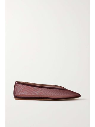 Luna Leather-Trimmed Mesh Ballet Flats