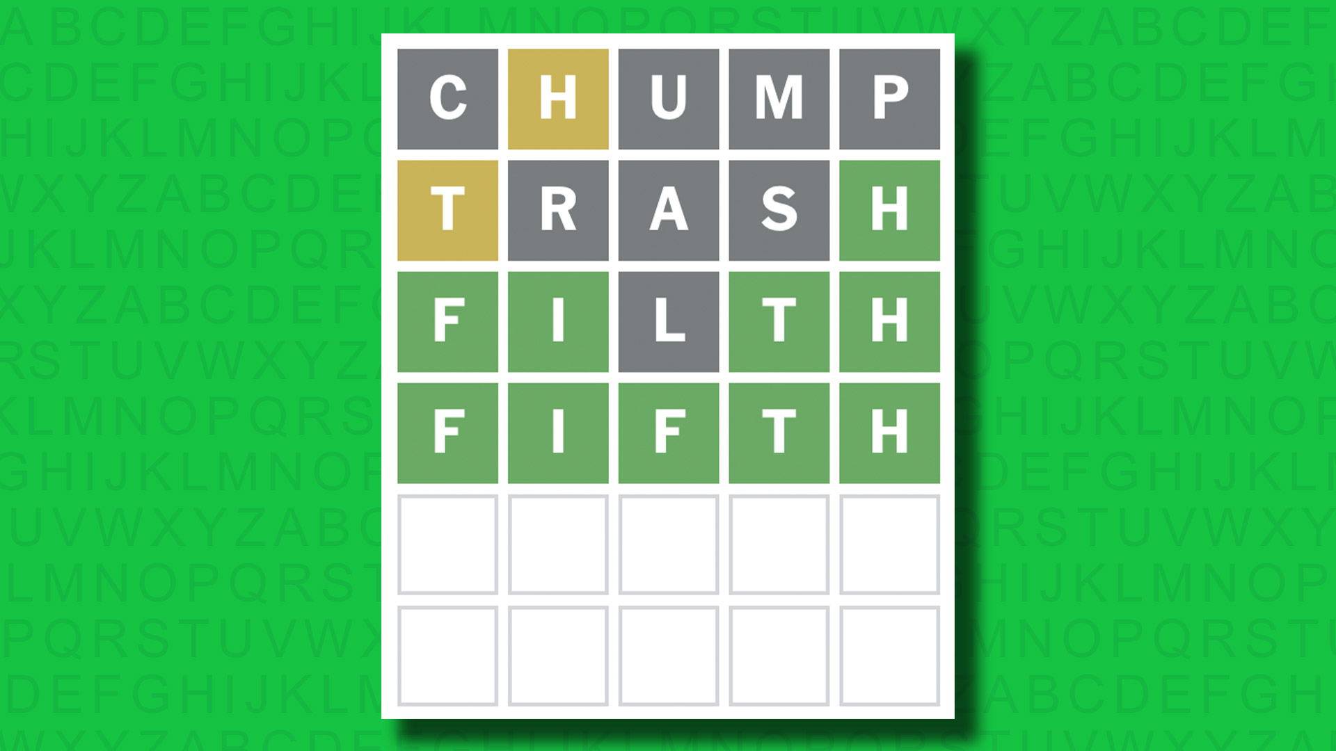 NYT Wordle answer for game 1427 on a green background