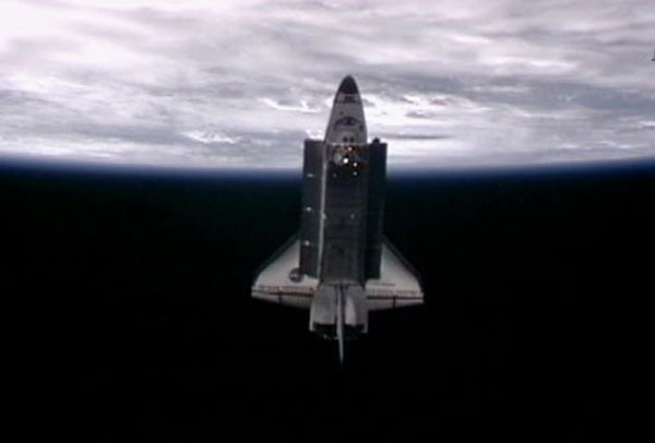 A video camera on the exterior of the International Space Station captured this image of space shuttle Endeavour a little less than an hour after the two spacecraft undocked at 11:55 p.m. ET May 29, 2011 during the STS-134 mission.