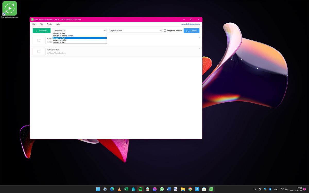 How to convert your video into different formats using Free Video