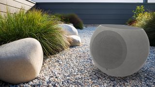 The Victrola Zen speaker in a garden