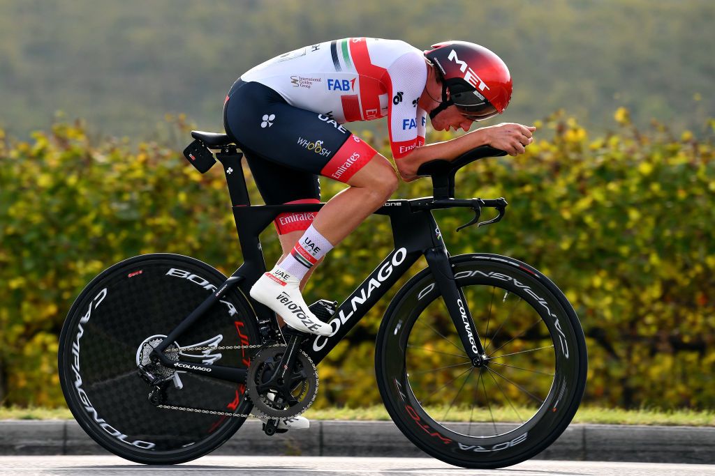 Brandon McNulty during the stage 14 time trial at the Giro d'Italia