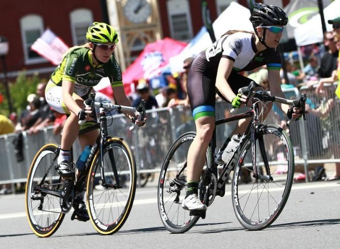 Danielle Kosecki (CRCA/Asphalt Green Cycling Team) makes one last effort to chase the break down, but she is marked by a Colavita Fine Cooking rider
