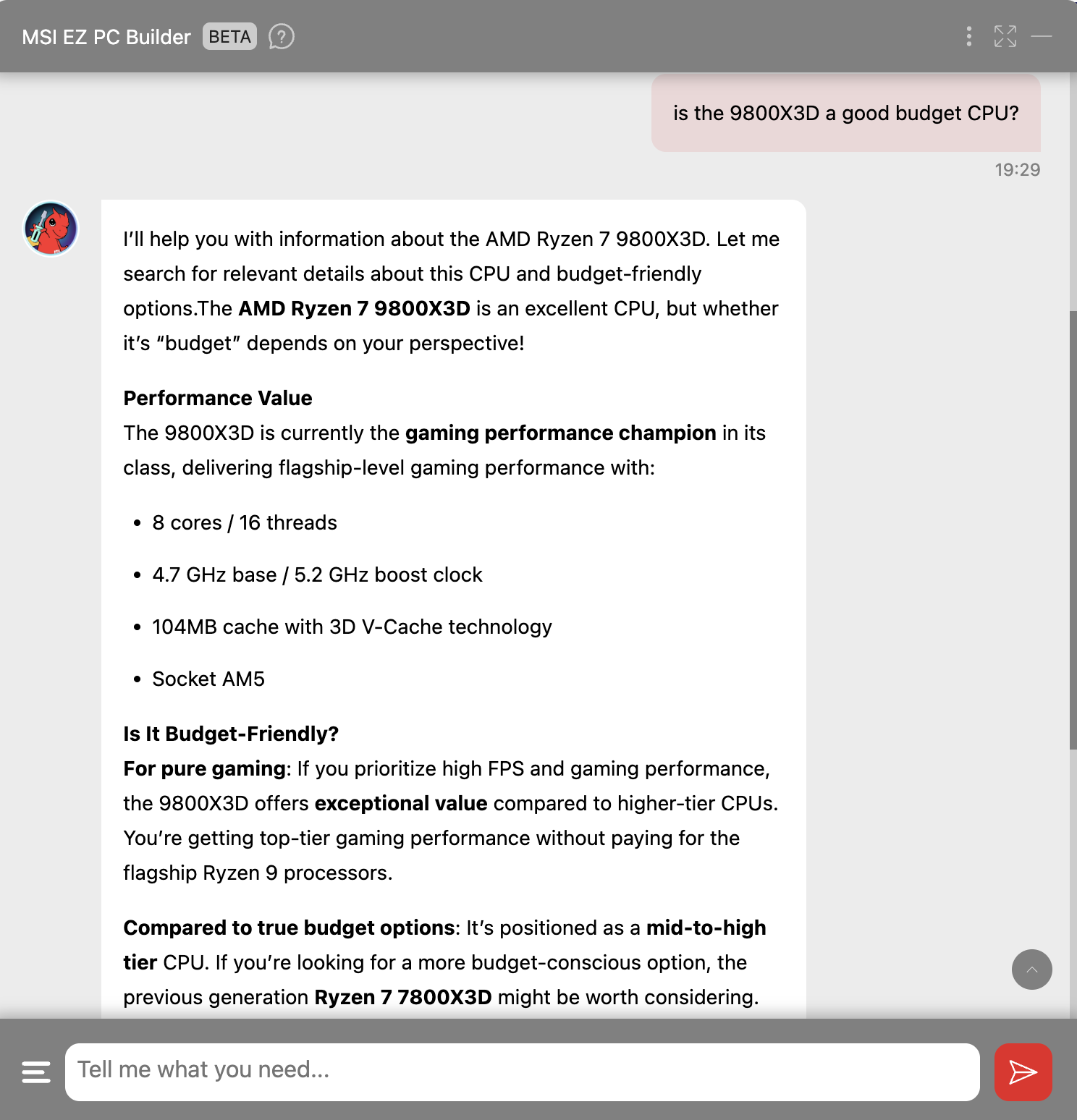 MSI EZ PC Builder&#039;s thoughts about 9800X3D being a budget CPU