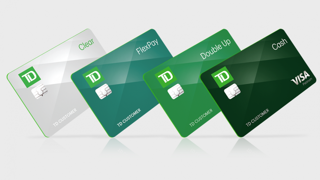 Picture of TD&#039;s credit cards. 