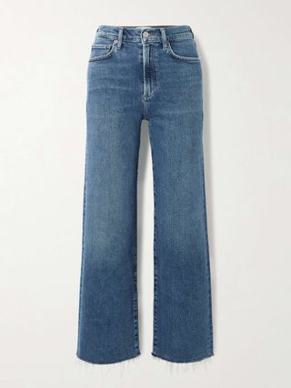 Harper Cropped Frayed Mid-Rise Straight-Leg Jeans