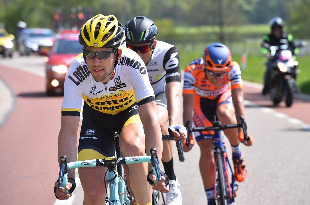 Maarten Tjallingii (LottoNl-Jumbo) leading the break on home roads