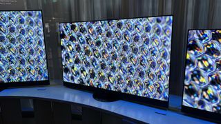 Panasonic Z95A OLED TV photographed on a stand at CES 2024