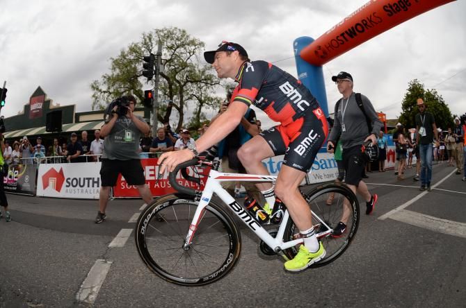 Cadel Evans (BMC) rolls to the start line on his new bike
