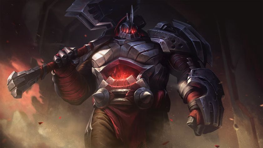 League of Legends promo image - huge dude in a huge suit of armor holding a huge axe