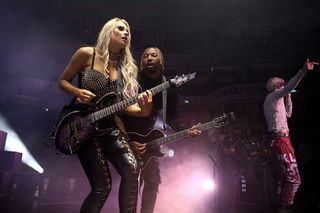 Sophie Lloyd, Justin Lyons and Machine Gun Kelly perform at Royal Albert Hall on May 31, 2023 in London, England.