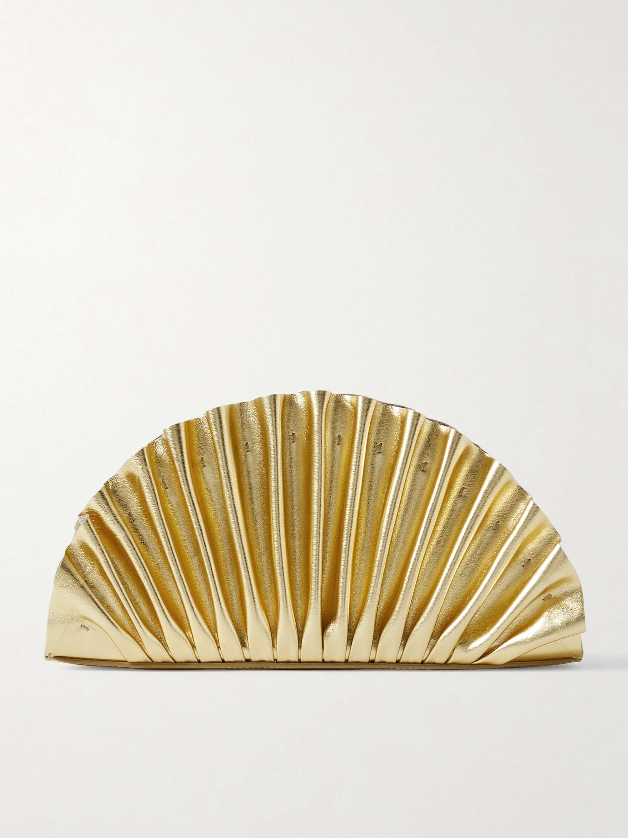 Nala Ruched Metallic Leather Clutch