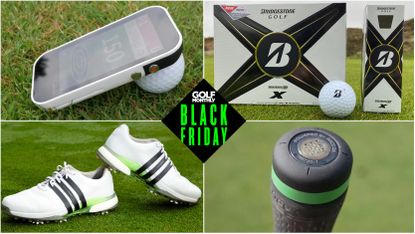 A Black Friday graphic with four pictures around it