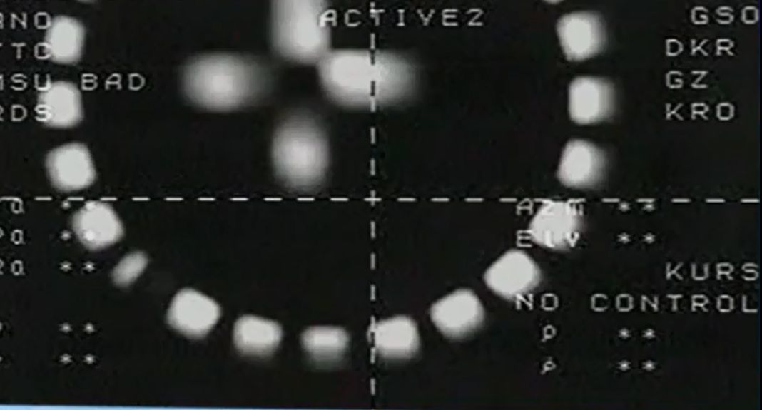 The European Space Agency&#039;s ATV-5 cargo vessel, known as Georges Lemaitre, leaves the International Space Station on Feb. 14, 2015. The station was in darkness at the time, explaining why this departure image snapped by ATV-5 is blurry.