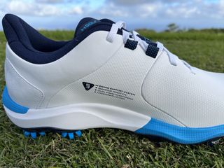 The side profile of the Under Armour Drive Pro golf shoes