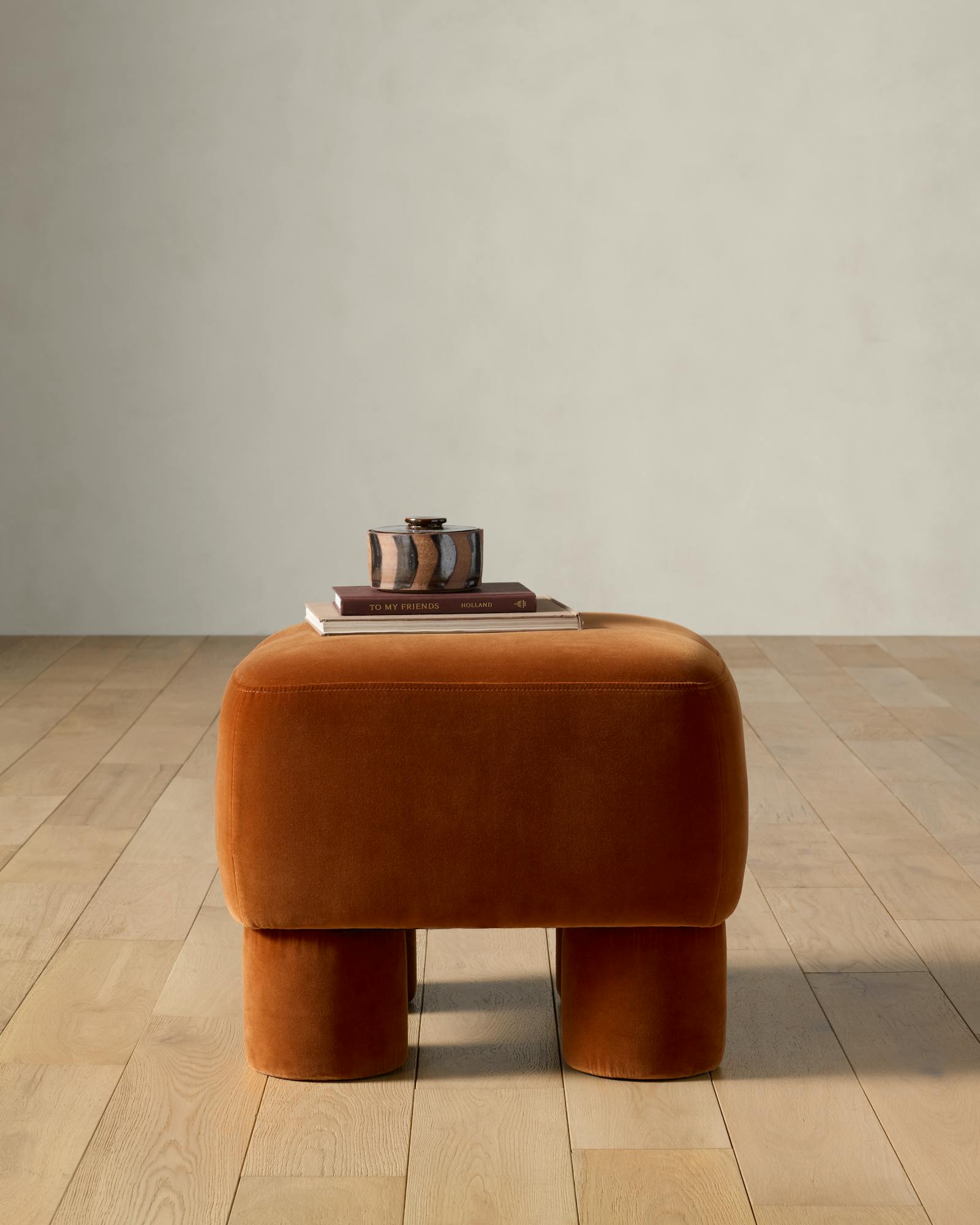 Seta Accent Ottoman - Sussex Sienna Velvet 22.25w X 18.25h X 22.25d