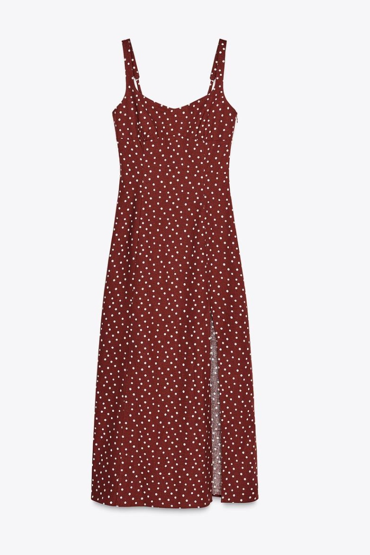 Polka Dot Linen Midi Dress