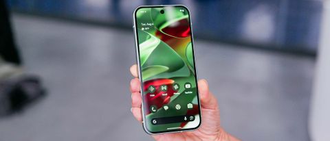 Google Pixel 9 held in the hand.