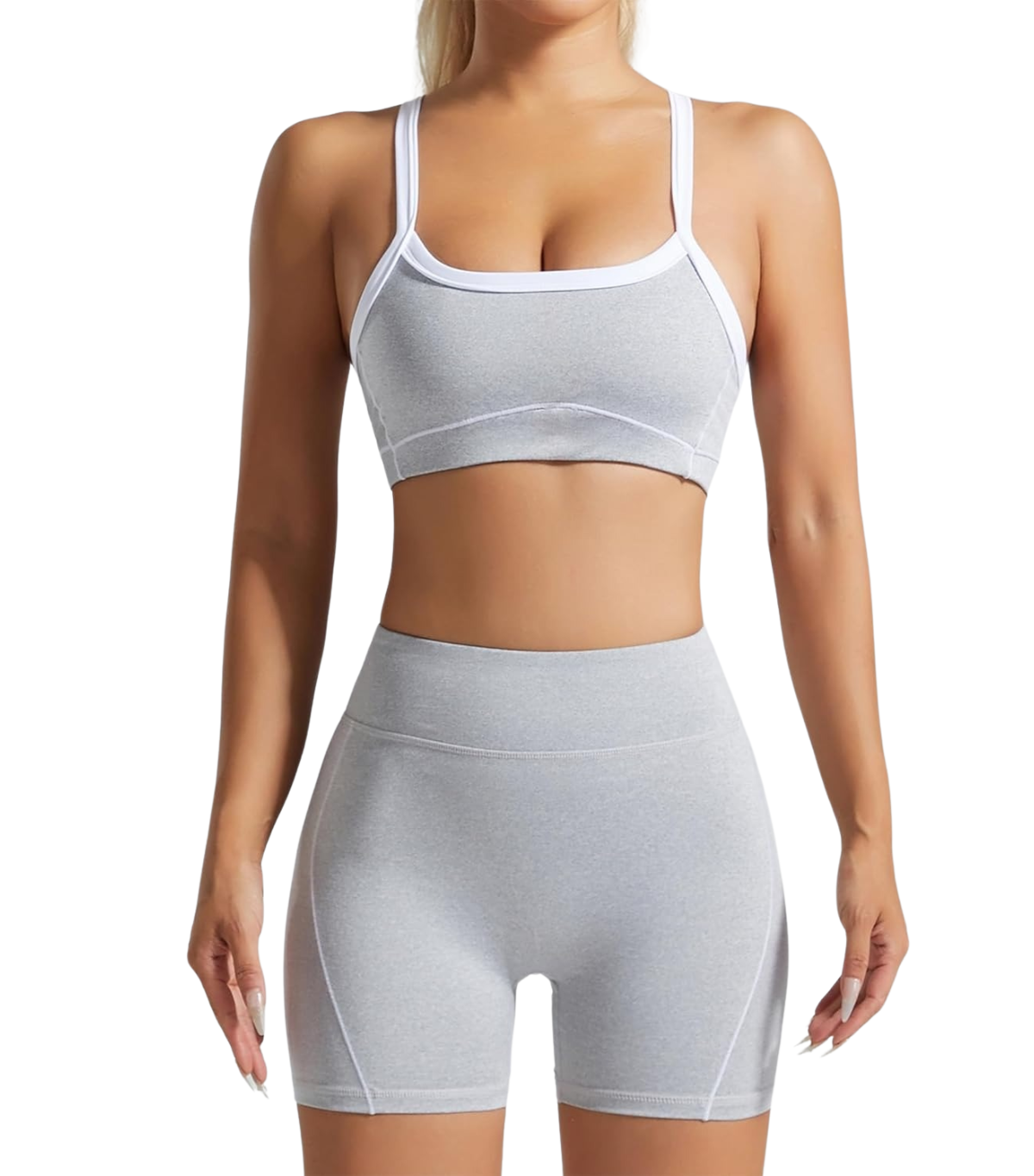OMEWEE, Contrasting Lines Sports Bra and Tummy Control Shorts