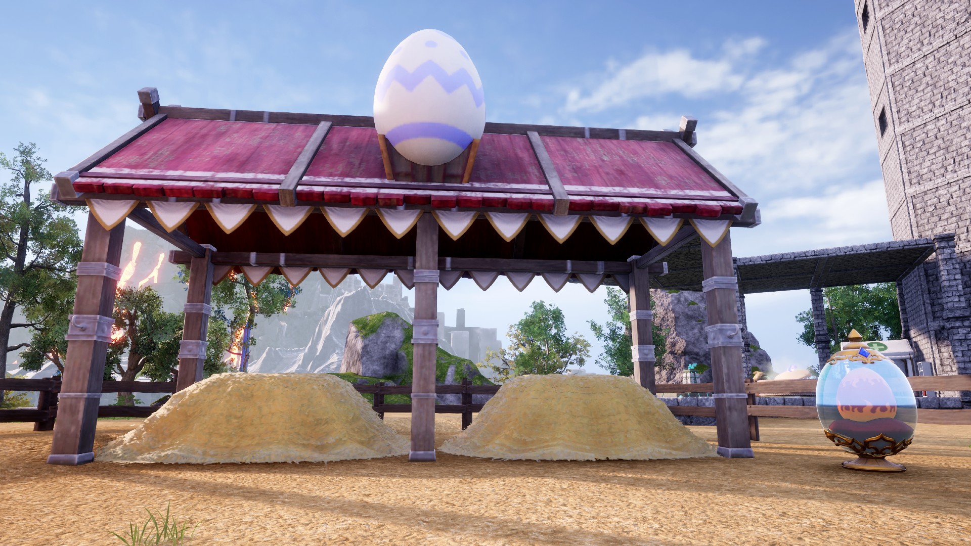 The Palworld Breeding Farm set up in a base.