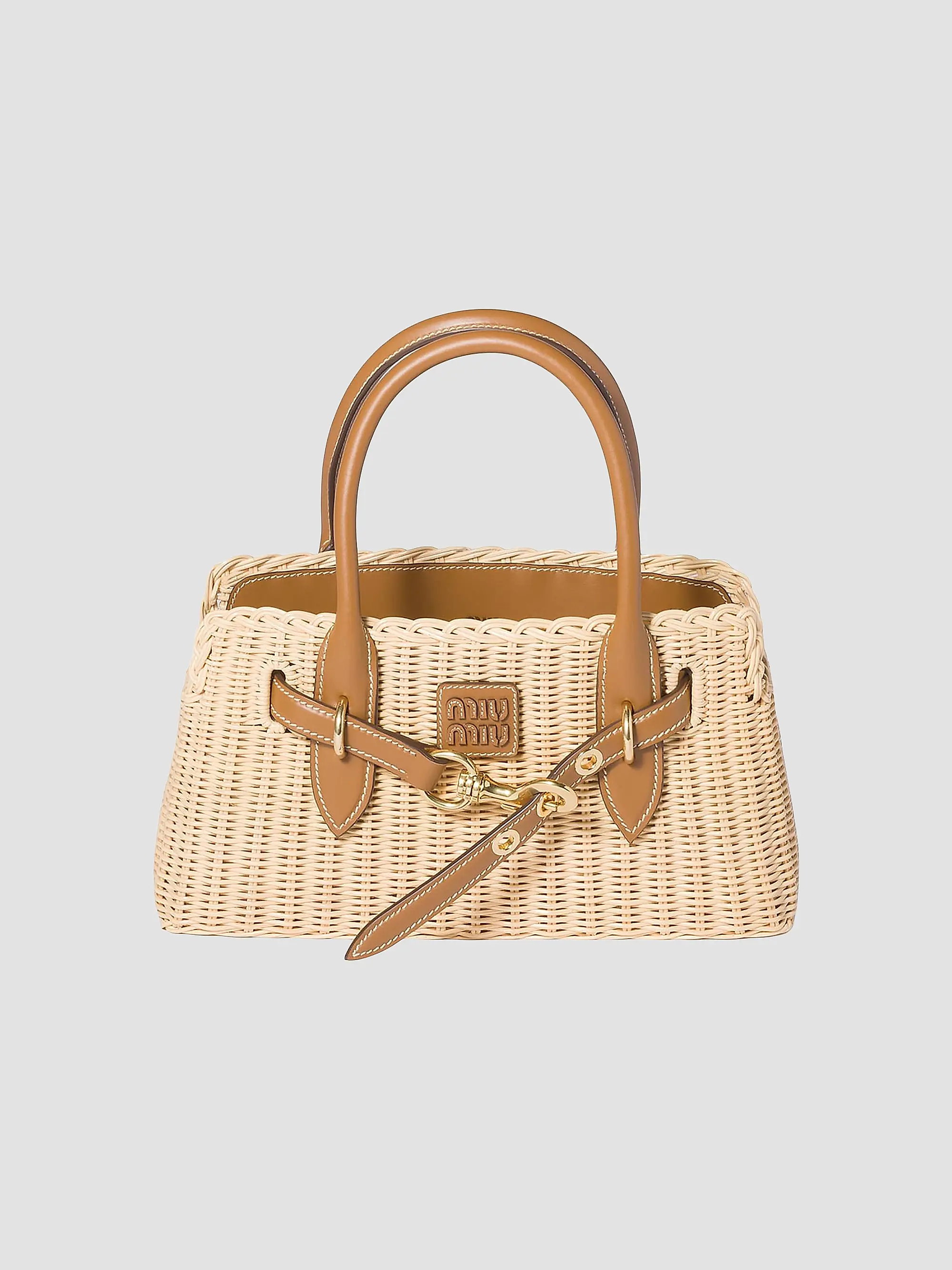 Aventure Wicker and Leather Top Handle Bag