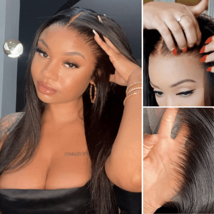 Premax Wigs | Super Natural Hairline Silky Straight Glueless 13x4 Frontal Lace Wig Human Hair Pre-Cut Lace