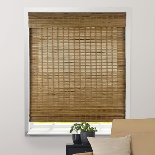 Arlo Blinds Sheer Bamboo Roman Shades With Valance - Dali Native, 20&quot; W X 60&quot; H - Light Filtering Cordless Blinds for Interior Windows - Real Natural Bamboo Material - Mounting Hardware Included