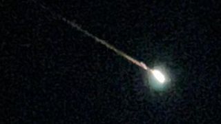 fireball captured with a white, bright head at the right